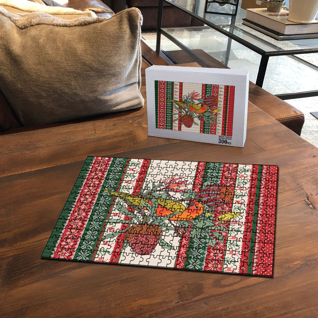 Aussie Sun Parakeet Christmas Puzzle Festive Knitted Pattern Inspired