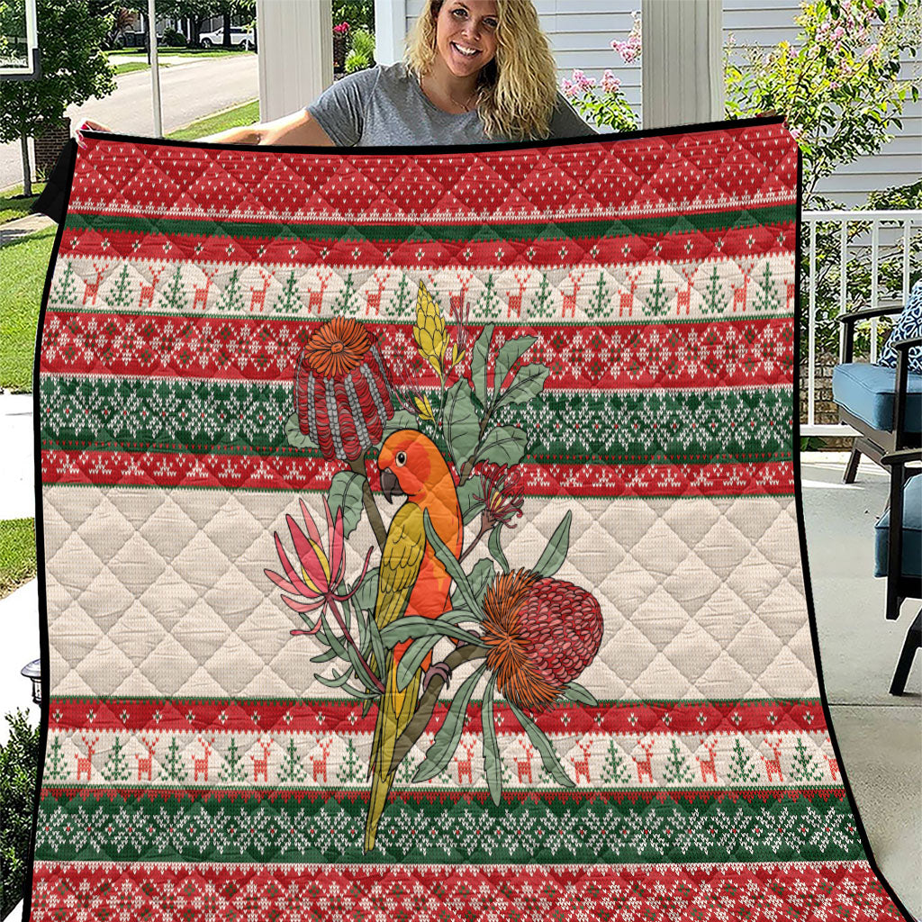 Aussie Sun Parakeet Christmas Quilt Festive Knitted Pattern Inspired