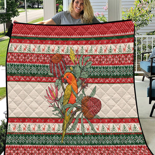 Aussie Sun Parakeet Christmas Quilt Festive Knitted Pattern Inspired