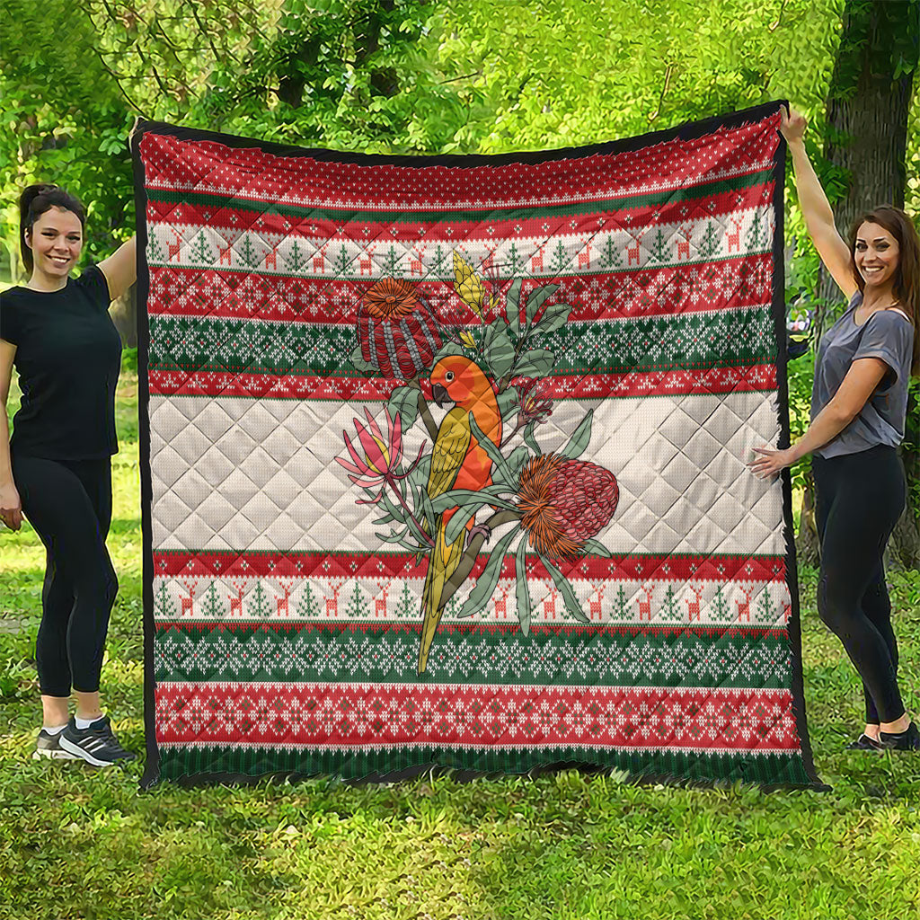 Aussie Sun Parakeet Christmas Quilt Festive Knitted Pattern Inspired