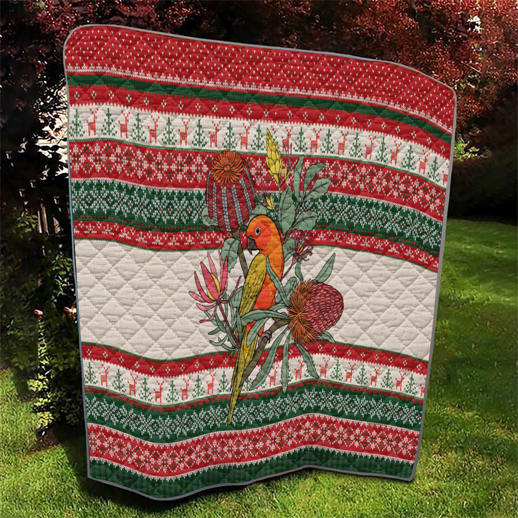 Aussie Sun Parakeet Christmas Quilt Festive Knitted Pattern Inspired