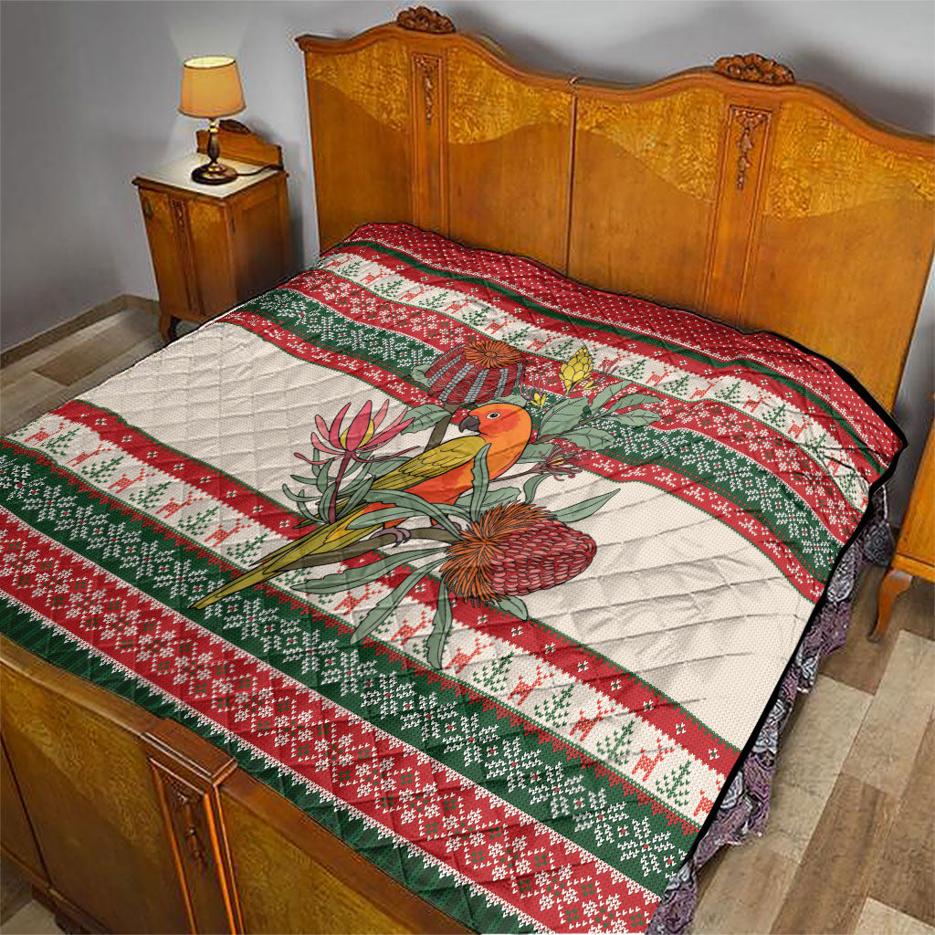 Aussie Sun Parakeet Christmas Quilt Festive Knitted Pattern Inspired