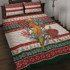 Aussie Sun Parakeet Christmas Quilt Bed Set Festive Knitted Pattern Inspired