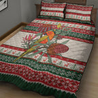 Aussie Sun Parakeet Christmas Quilt Bed Set Festive Knitted Pattern Inspired