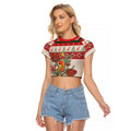 Aussie Sun Parakeet Christmas Raglan Cropped T Shirt Festive Knitted Pattern Inspired