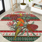 Aussie Sun Parakeet Christmas Round Carpet Festive Knitted Pattern Inspired