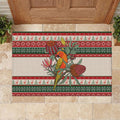 Aussie Sun Parakeet Christmas Rubber Doormat Festive Knitted Pattern Inspired