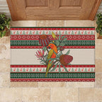 Aussie Sun Parakeet Christmas Rubber Doormat Festive Knitted Pattern Inspired