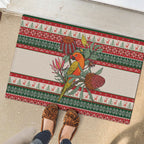 Aussie Sun Parakeet Christmas Rubber Doormat Festive Knitted Pattern Inspired