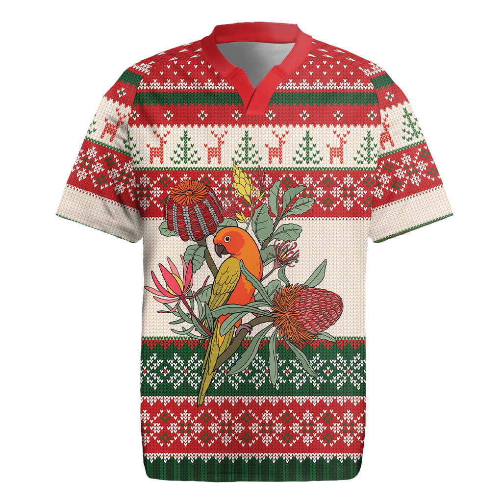 Aussie Sun Parakeet Christmas Rugby Jersey Festive Knitted Pattern Inspired