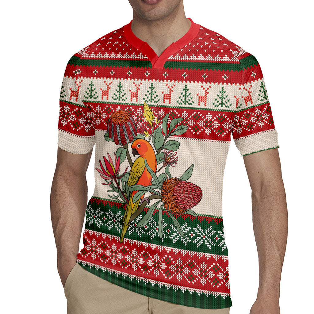 Aussie Sun Parakeet Christmas Rugby Jersey Festive Knitted Pattern Inspired