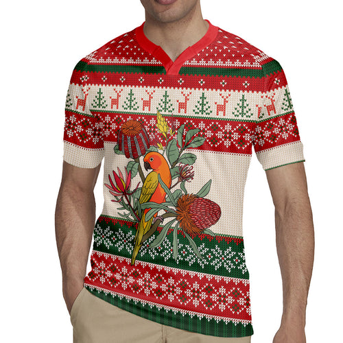 Aussie Sun Parakeet Christmas Rugby Jersey Festive Knitted Pattern Inspired