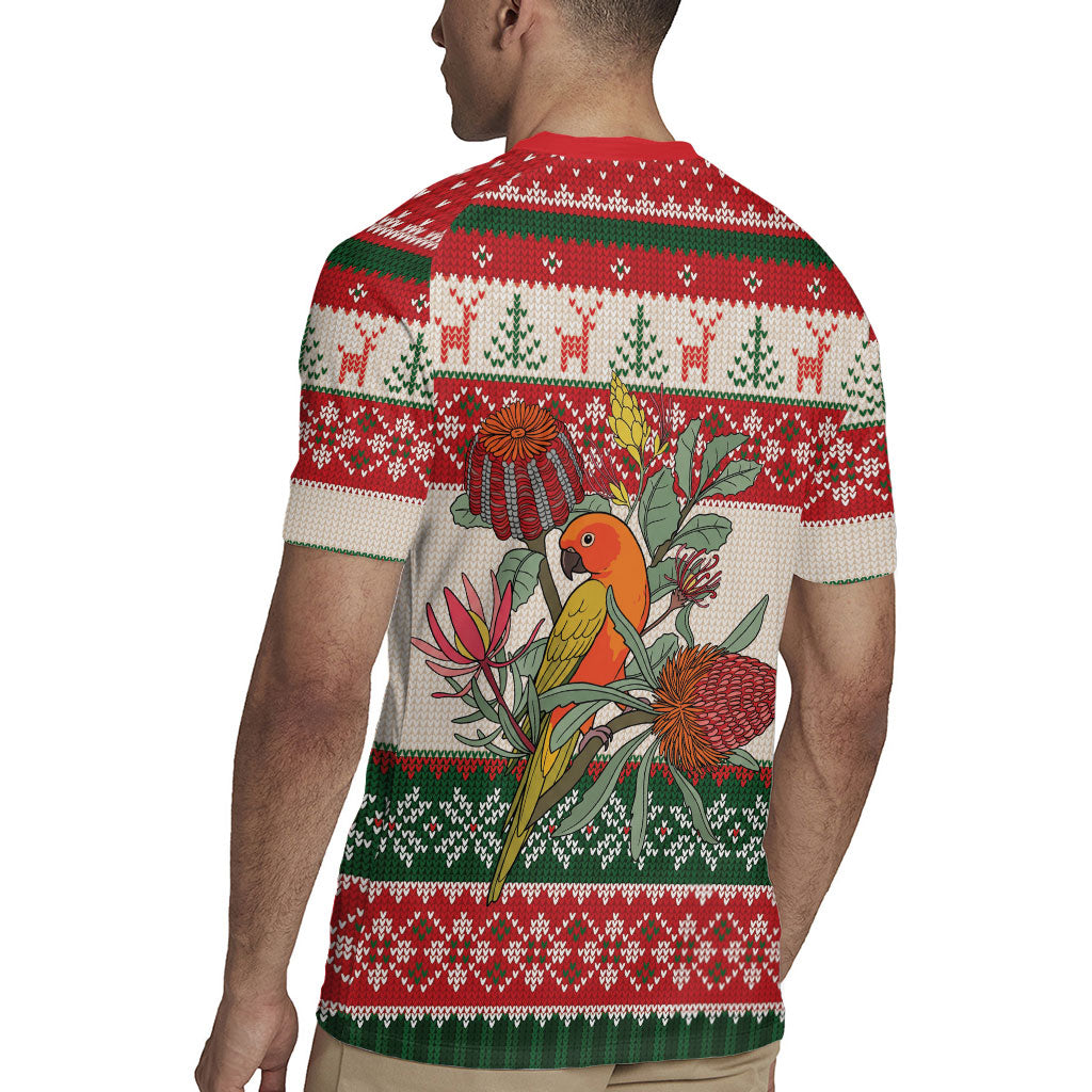 Aussie Sun Parakeet Christmas Rugby Jersey Festive Knitted Pattern Inspired