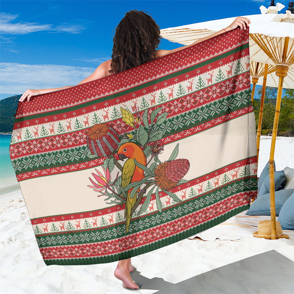 Aussie Sun Parakeet Christmas Sarong Festive Knitted Pattern Inspired