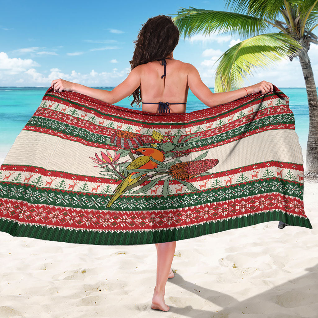 Aussie Sun Parakeet Christmas Sarong Festive Knitted Pattern Inspired