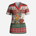 Aussie Sun Parakeet Christmas Scrub Top Festive Knitted Pattern Inspired