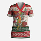 Aussie Sun Parakeet Christmas Scrub Top Festive Knitted Pattern Inspired