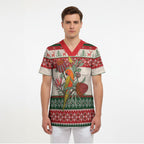 Aussie Sun Parakeet Christmas Scrub Top Festive Knitted Pattern Inspired