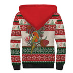 Aussie Sun Parakeet Christmas Sherpa Hoodie Festive Knitted Pattern Inspired