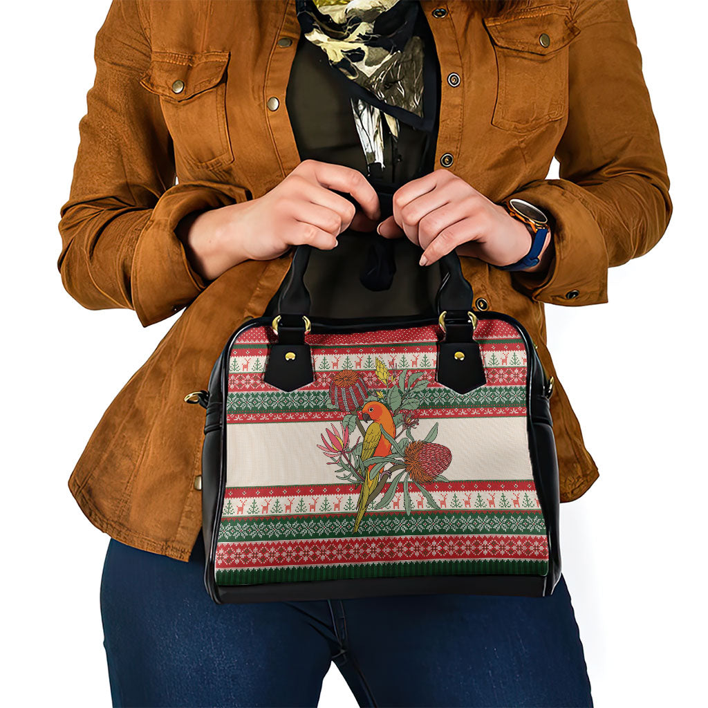 Aussie Sun Parakeet Christmas Shoulder Handbag Festive Knitted Pattern Inspired