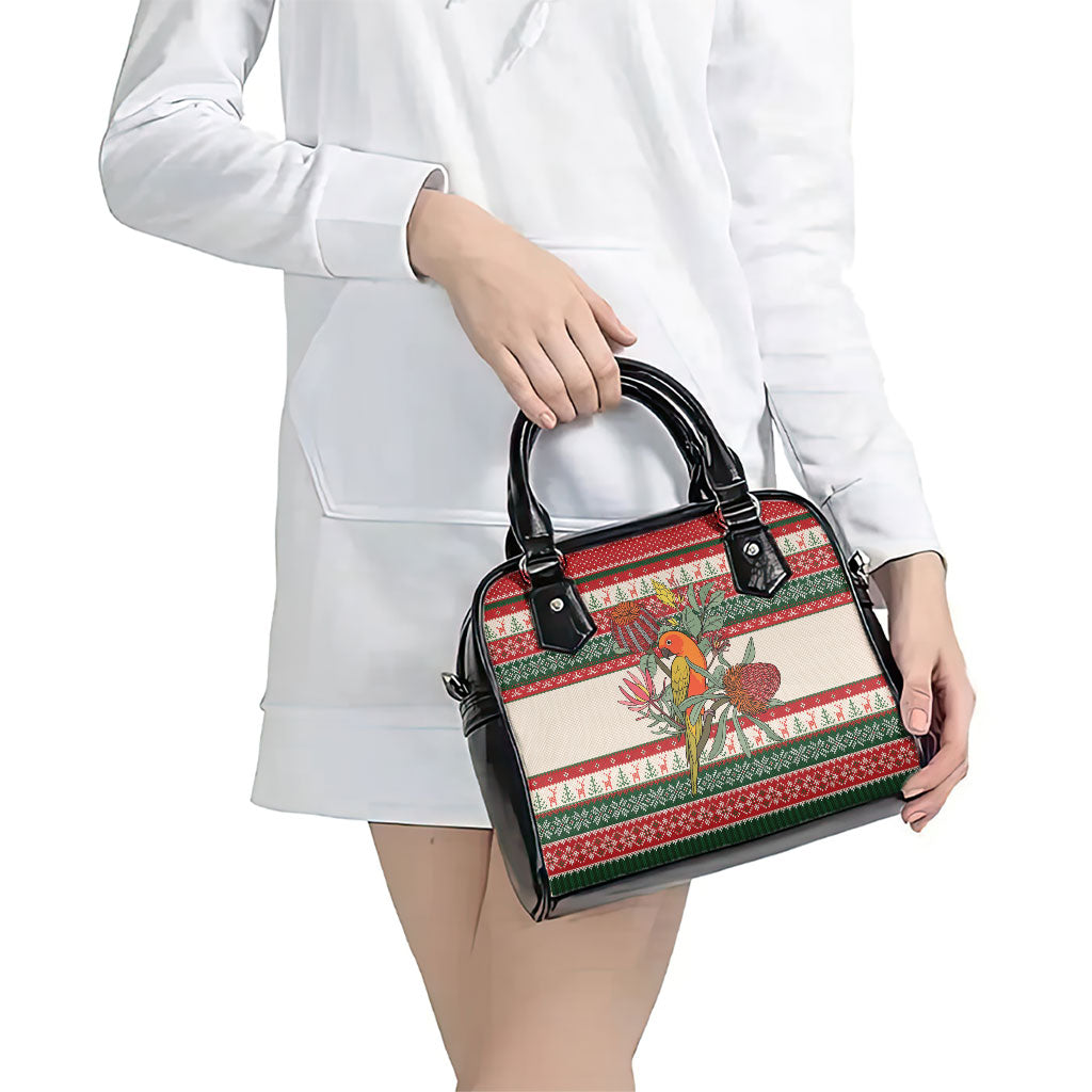 Aussie Sun Parakeet Christmas Shoulder Handbag Festive Knitted Pattern Inspired