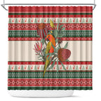 Aussie Sun Parakeet Christmas Shower Curtain Festive Knitted Pattern Inspired