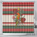 Aussie Sun Parakeet Christmas Shower Curtain Festive Knitted Pattern Inspired