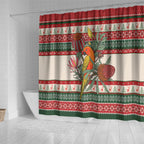 Aussie Sun Parakeet Christmas Shower Curtain Festive Knitted Pattern Inspired