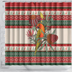 Aussie Sun Parakeet Christmas Shower Curtain Festive Knitted Pattern Inspired