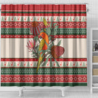 Aussie Sun Parakeet Christmas Shower Curtain Festive Knitted Pattern Inspired