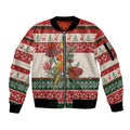 Aussie Sun Parakeet Christmas Sleeve Zip Bomber Jacket Festive Knitted Pattern Inspired