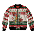 Aussie Sun Parakeet Christmas Sleeve Zip Bomber Jacket Festive Knitted Pattern Inspired