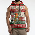 Aussie Sun Parakeet Christmas Sleeveless Hoodie Festive Knitted Pattern Inspired