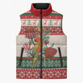 Aussie Sun Parakeet Christmas Sleeveless Puffer Jacket Festive Knitted Pattern Inspired