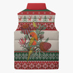 Aussie Sun Parakeet Christmas Sleeveless Puffer Jacket Festive Knitted Pattern Inspired