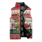 Aussie Sun Parakeet Christmas Sleeveless Puffer Jacket Festive Knitted Pattern Inspired
