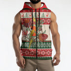 Aussie Sun Parakeet Christmas Sleeveless Zip Hoodie Festive Knitted Pattern Inspired