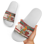 Aussie Sun Parakeet Christmas Slide Sandals Festive Knitted Pattern Inspired