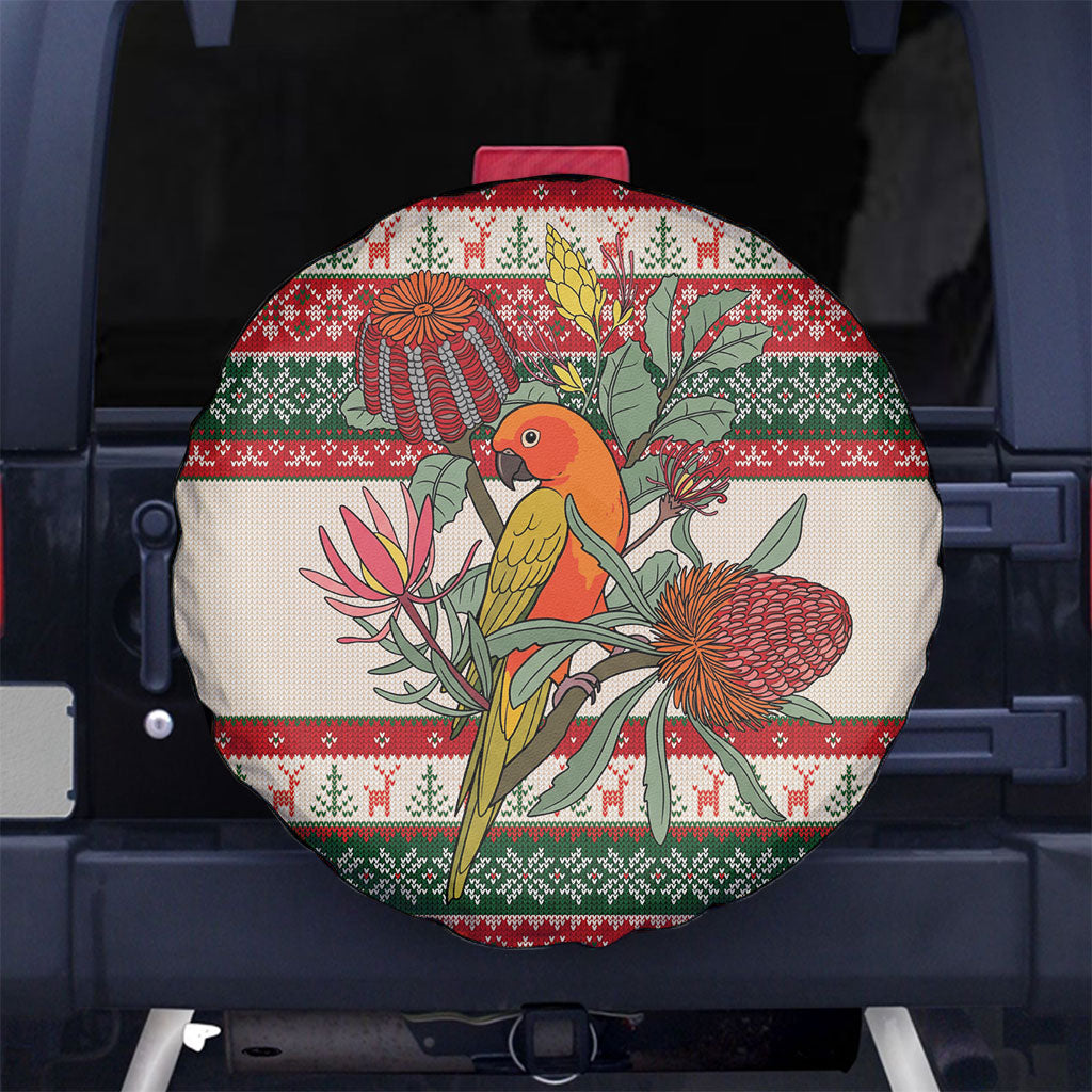 Aussie Sun Parakeet Christmas Spare Tire Cover Festive Knitted Pattern Inspired