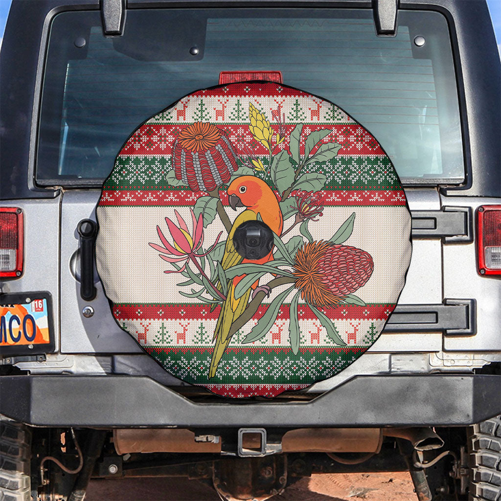 Aussie Sun Parakeet Christmas Spare Tire Cover Festive Knitted Pattern Inspired