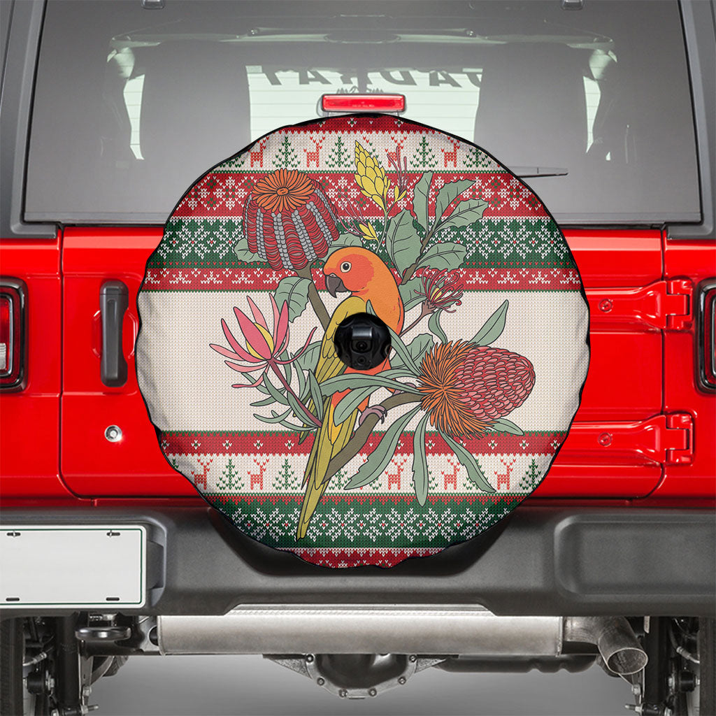 Aussie Sun Parakeet Christmas Spare Tire Cover Festive Knitted Pattern Inspired