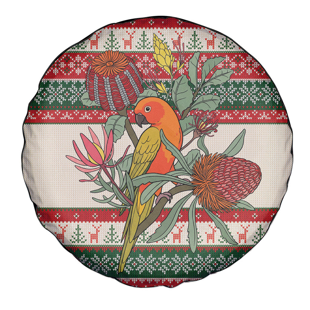 Aussie Sun Parakeet Christmas Spare Tire Cover Festive Knitted Pattern Inspired