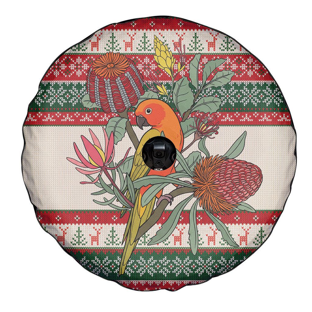 Aussie Sun Parakeet Christmas Spare Tire Cover Festive Knitted Pattern Inspired
