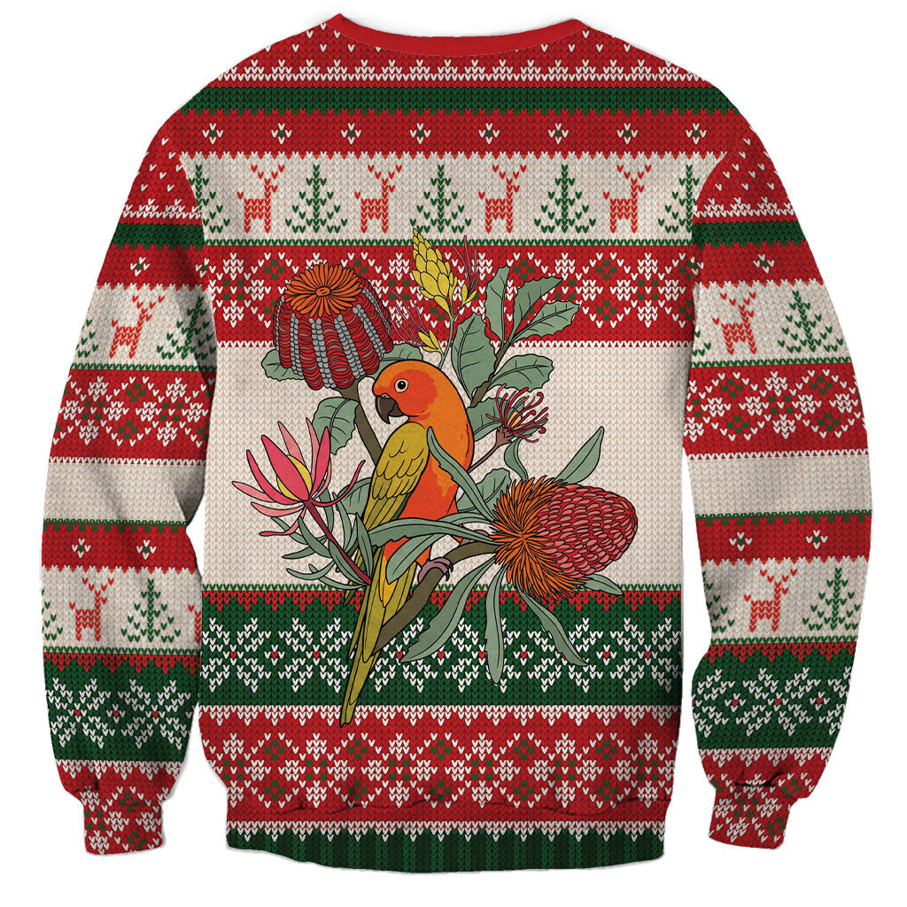 Aussie Sun Parakeet Christmas Sweatshirt Festive Knitted Pattern Inspired