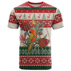 Aussie Sun Parakeet Christmas T Shirt Festive Knitted Pattern Inspired