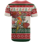 Aussie Sun Parakeet Christmas T Shirt Festive Knitted Pattern Inspired