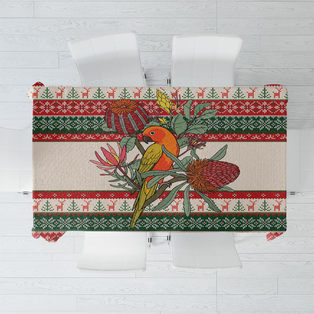 Aussie Sun Parakeet Christmas Tablecloth Festive Knitted Pattern Inspired