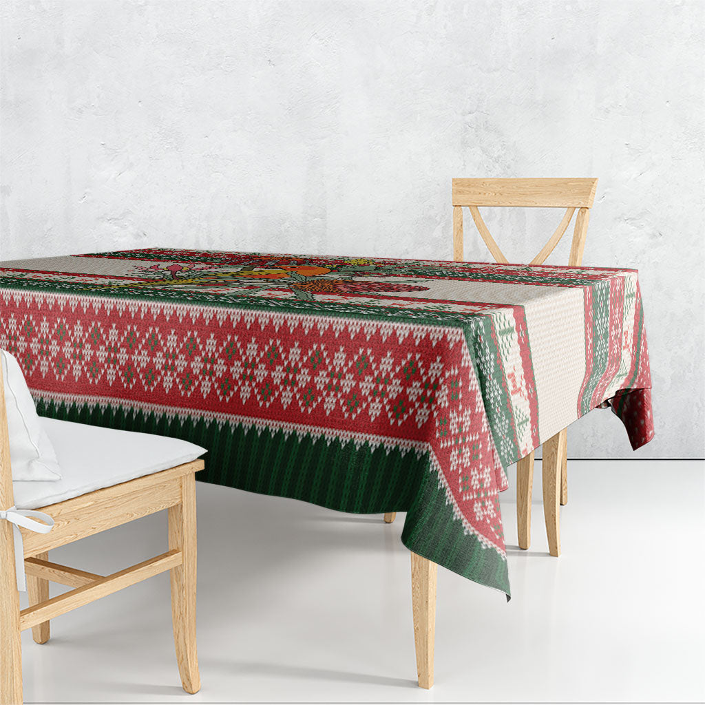 Aussie Sun Parakeet Christmas Tablecloth Festive Knitted Pattern Inspired