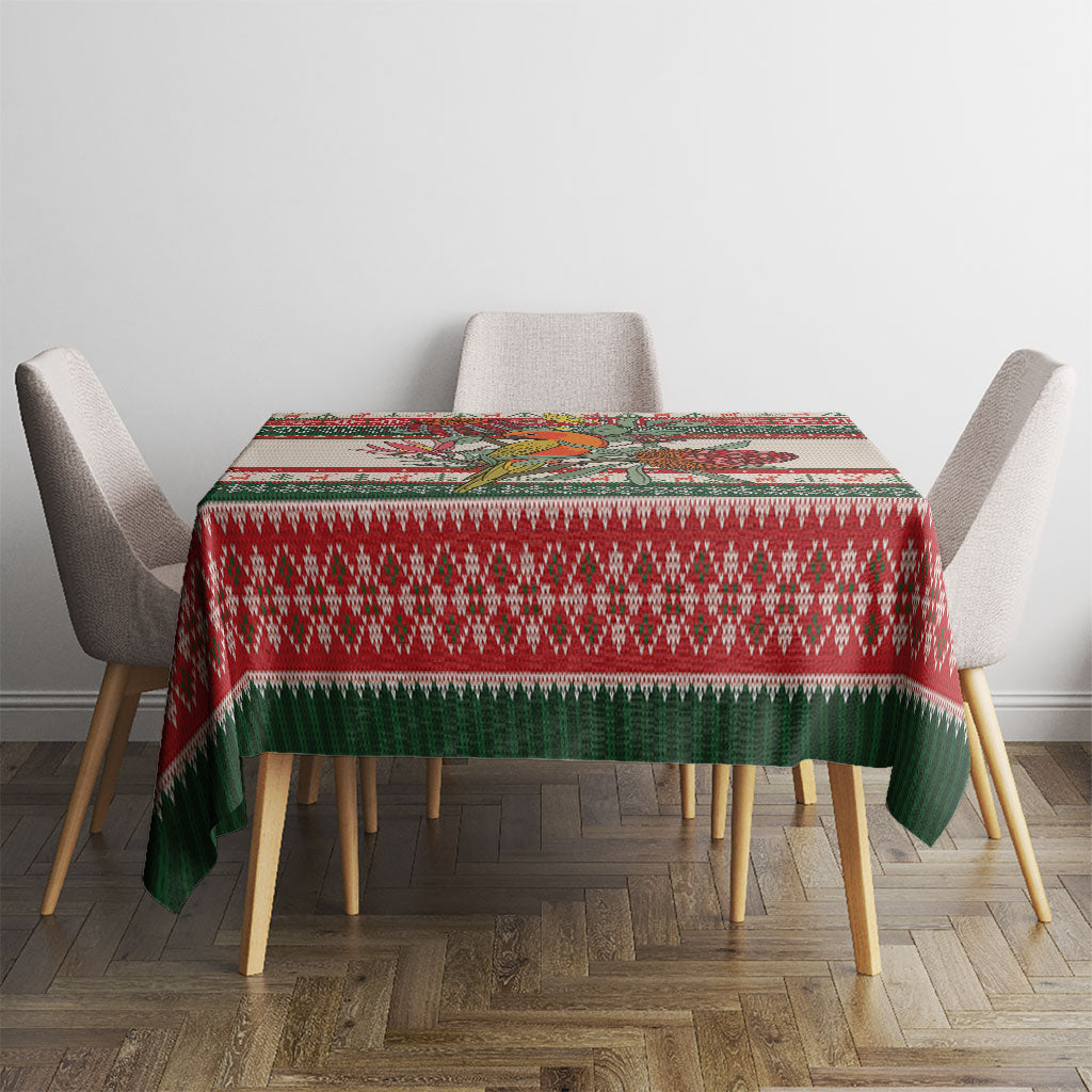 Aussie Sun Parakeet Christmas Tablecloth Festive Knitted Pattern Inspired
