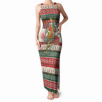 Aussie Sun Parakeet Christmas Tank Maxi Dress Festive Knitted Pattern Inspired